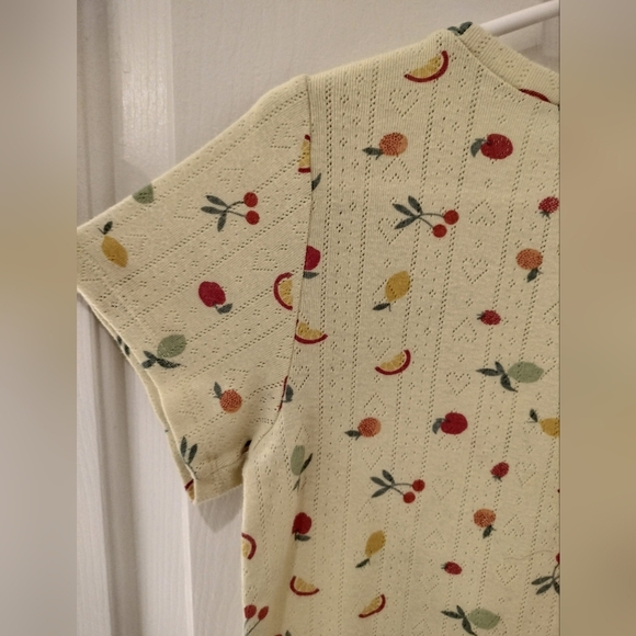 LOFT Outlet Yellow Multicolor Fruit Print Cotton Blend Short Sleeve Sleep Top XS - Picture 3 of 5